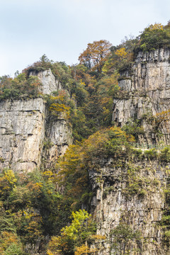 高山峭壁秋色自然景观
