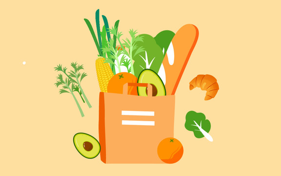 世界粮食日健康饮食绿色食品插画