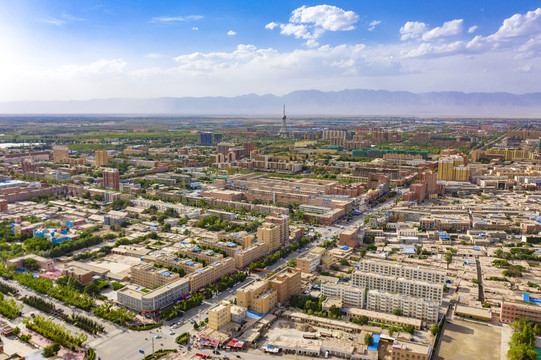航拍新疆喀什地区巴楚县城景观