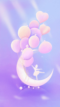 唯美紫色月亮跳舞女孩