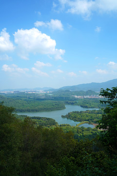 山水风光晴天深圳宝安山河风景