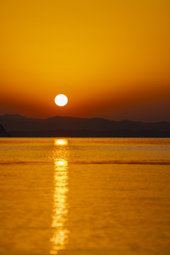 长江庐山鞋山夕阳