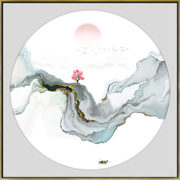 高端新中式山水水墨装饰画