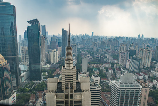 俯拍上海城市建筑