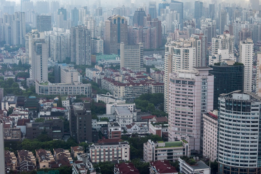 俯拍上海城市建筑