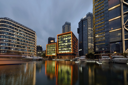 上海北外滩码头城市建筑风光夜景