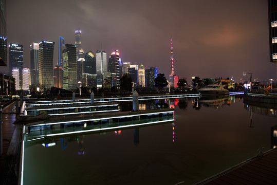 上海北外滩码头城市建筑风光夜景