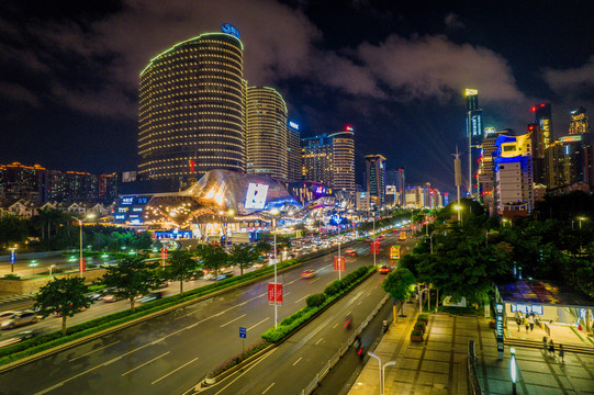 南宁市夜景城市灯光车流东盟