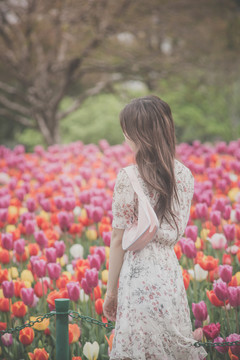 花海中的少女