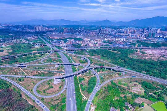 桂林城北区城市交通建筑航拍