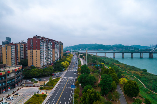 湖南株洲城市建筑航拍