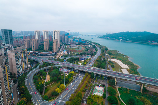 湖南株洲城市建筑航拍