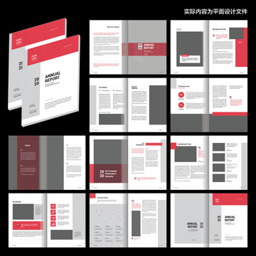 红色高端简洁画册id设计模板