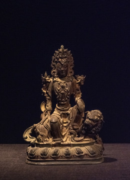 彩绘文殊菩萨铜坐像