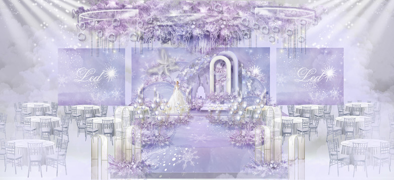 浅紫色梦幻简约婚礼效果图