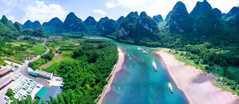 桂林山水漓江精华段全景