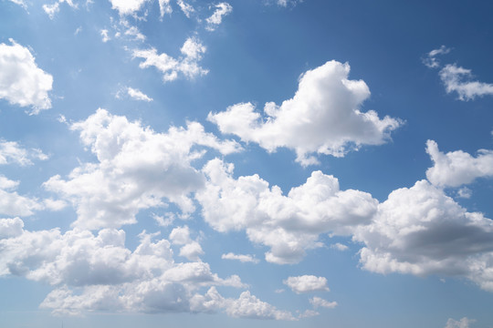 晴朗天气里高空的蓝天白云背景