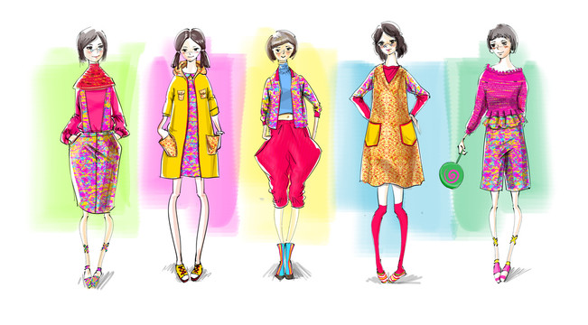 色彩鲜艳女童装可爱风格服装设计