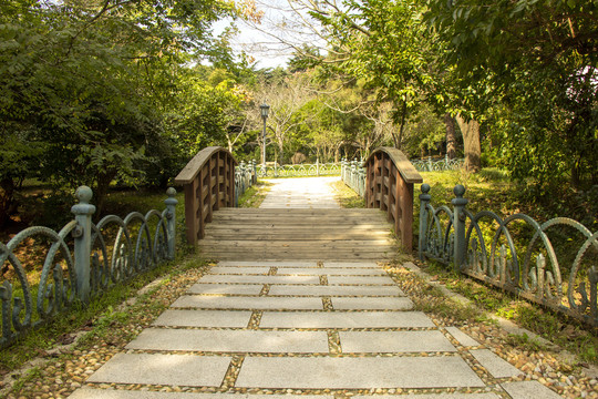 园林小桥石板路