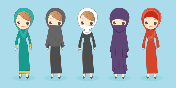 多彩伊斯兰女孩服装插图