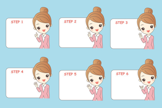 商务女孩步骤流程白框插图
