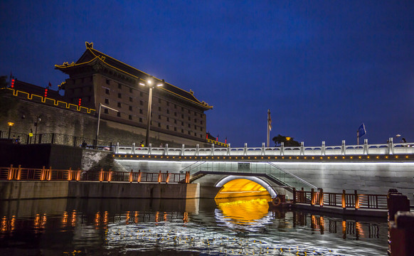 西安城墙夜景安定桥