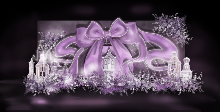 紫色梦幻城堡婚礼效果图