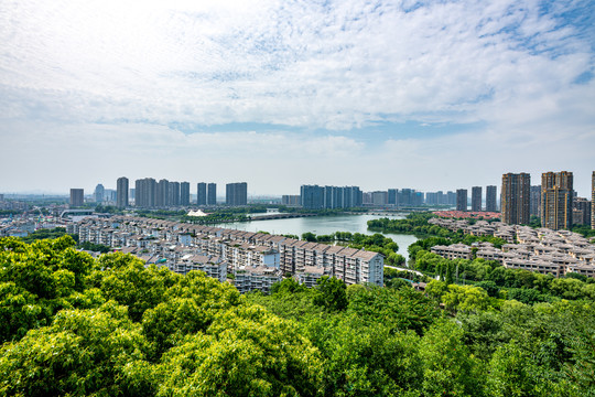 浙江绍兴文笔塔上看绍兴城市风光