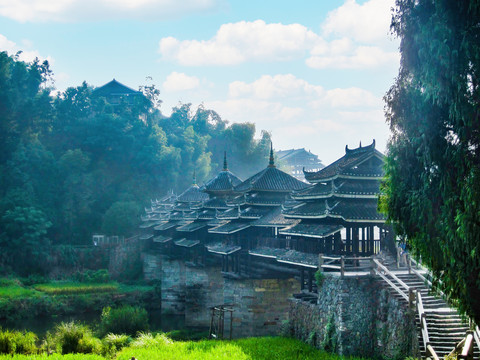 中国广西风雨桥建筑