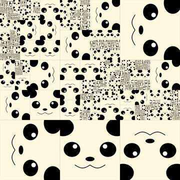 超大画幅随机熊猫拼贴背景画