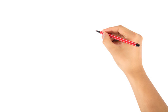 白背景上一只手拿笔在写什么