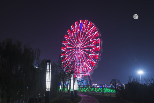 松滋稻谷溪湿地公园夜景