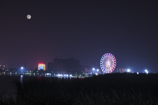 松滋稻谷溪湿地公园夜景