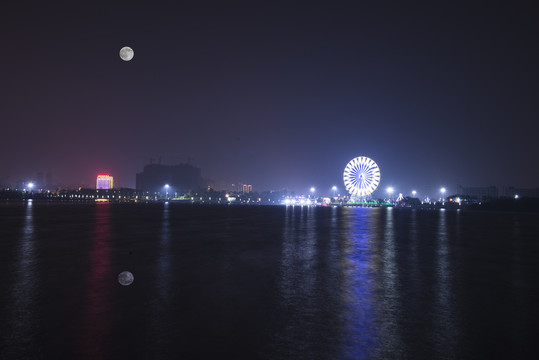 松滋稻谷溪湿地公园夜景