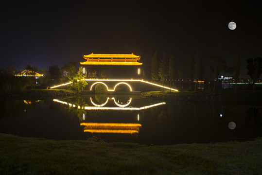 松滋稻谷溪湿地公园夜景