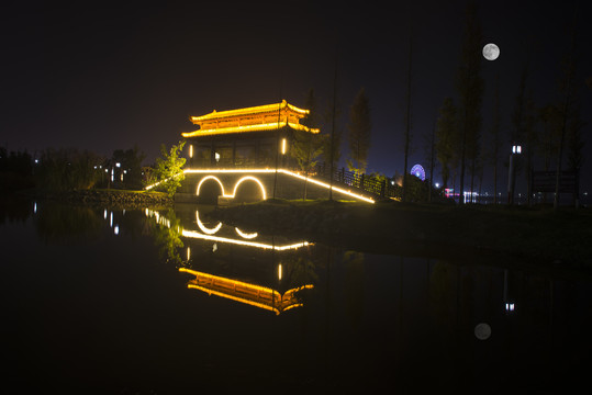 松滋稻谷溪湿地公园夜景