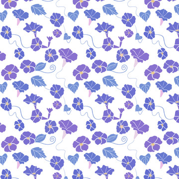 紫色花卉植物无缝循环背景图案