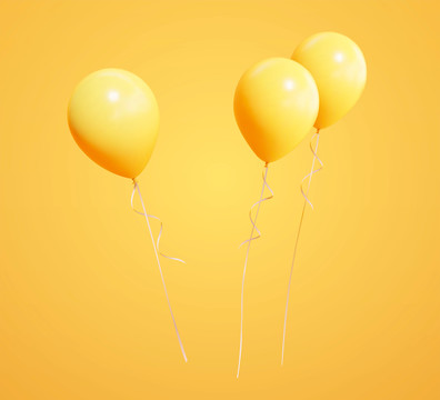 黄色派对气球三维素材