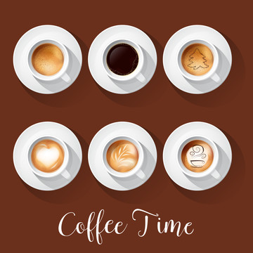 六杯咖啡创意设计插图