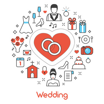 爱心男人女人婚礼创意设计图标