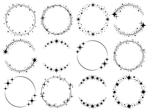 黑色星芒造型圆形元素