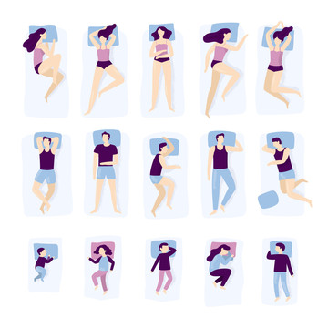 男女多种睡姿图标