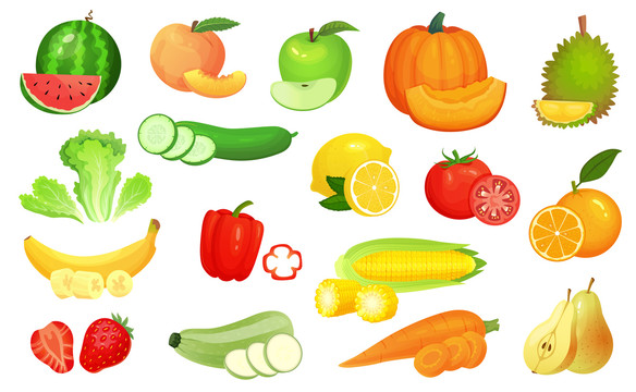 鲜艳蔬菜水果图标