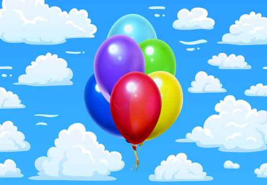 天空漂泊的气球插图设计