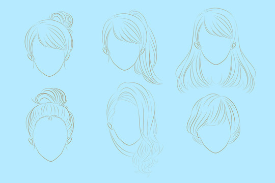 女性发型柔美素描插图