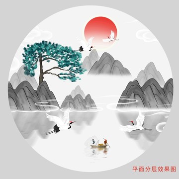 抽象水墨山水画