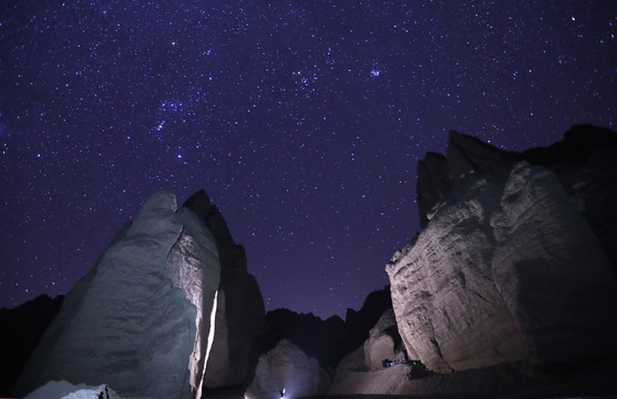 甘肃白银景泰黄河石林夜景