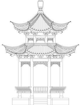 AI古建重檐八角亭