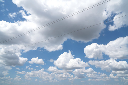 晴朗天气里高空的蓝天白云背景