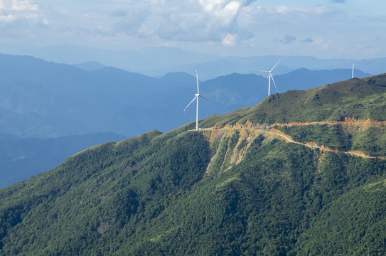 风车远山山脉高山大山